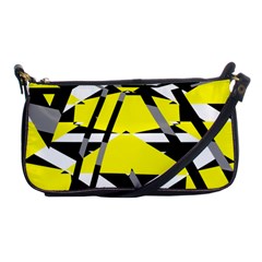 Yellow, Black And White Pieces Abstract Design Shoulder Clutch Bag by LalyLauraFLM