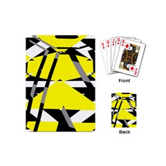 Yellow, Black And White Pieces Abstract Design Playing Cards (mini) by LalyLauraFLM