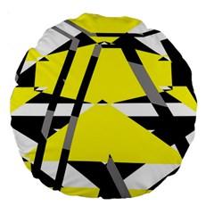 Yellow, Black And White Pieces Abstract Design 18  Premium Round Cushion  by LalyLauraFLM