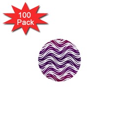 Purple Waves Pattern 1  Mini Button (100 Pack)  by LalyLauraFLM