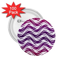 Purple Waves Pattern 2 25  Button (100 Pack) by LalyLauraFLM