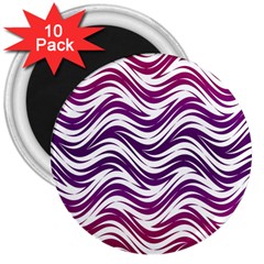 Purple Waves Pattern 3  Magnet (10 Pack) by LalyLauraFLM