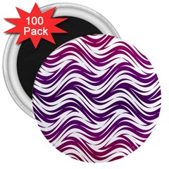 Purple Waves Pattern 3  Magnet (100 Pack) by LalyLauraFLM