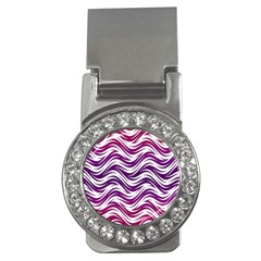 Purple Waves Pattern Money Clip (cz) by LalyLauraFLM