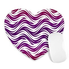 Purple Waves Pattern Heart Mousepad by LalyLauraFLM