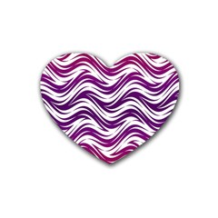 Purple Waves Pattern Heart Coaster (4 Pack) by LalyLauraFLM