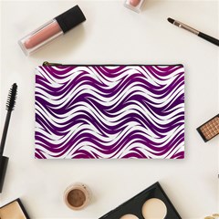 Purple Waves Pattern Cosmetic Bag (medium) by LalyLauraFLM