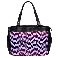 Purple Waves Pattern Oversize Office Handbag (one Side) by LalyLauraFLM