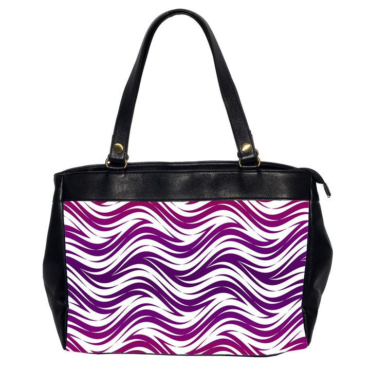 Purple waves pattern Oversize Office Handbag (Two Sides)