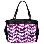 Purple waves pattern Oversize Office Handbag (Two Sides) Back