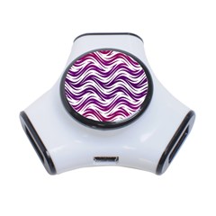 Purple Waves Pattern 3-port Usb Hub by LalyLauraFLM