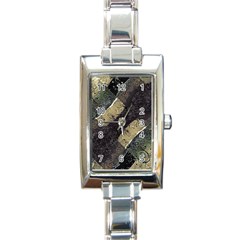 Geometric Abstract Grunge Prints In Cold Tones Rectangular Italian Charm Watch by dflcprints