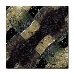 Geometric Abstract Grunge Prints In Cold Tones Ceramic Tile by dflcprints