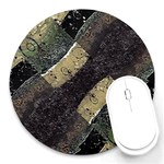 Geometric Abstract Grunge Prints in Cold Tones 8  Mouse Pad (Round) Front