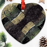 Geometric Abstract Grunge Prints in Cold Tones Heart Ornament Front