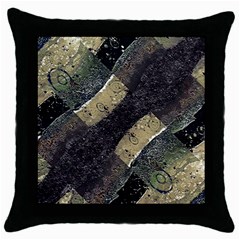 Geometric Abstract Grunge Prints In Cold Tones Black Throw Pillow Case by dflcprints