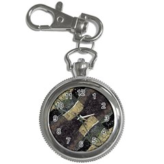 Geometric Abstract Grunge Prints In Cold Tones Key Chain Watch by dflcprints