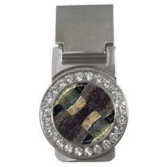 Geometric Abstract Grunge Prints In Cold Tones Money Clip (cz) by dflcprints