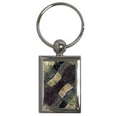 Geometric Abstract Grunge Prints In Cold Tones Key Chain (rectangle) by dflcprints