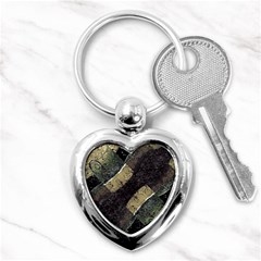 Geometric Abstract Grunge Prints In Cold Tones Key Chain (heart) by dflcprints