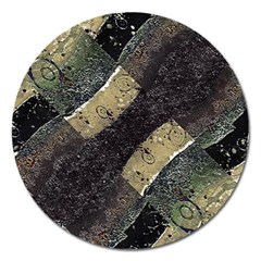 Geometric Abstract Grunge Prints In Cold Tones Magnet 5  (round) by dflcprints