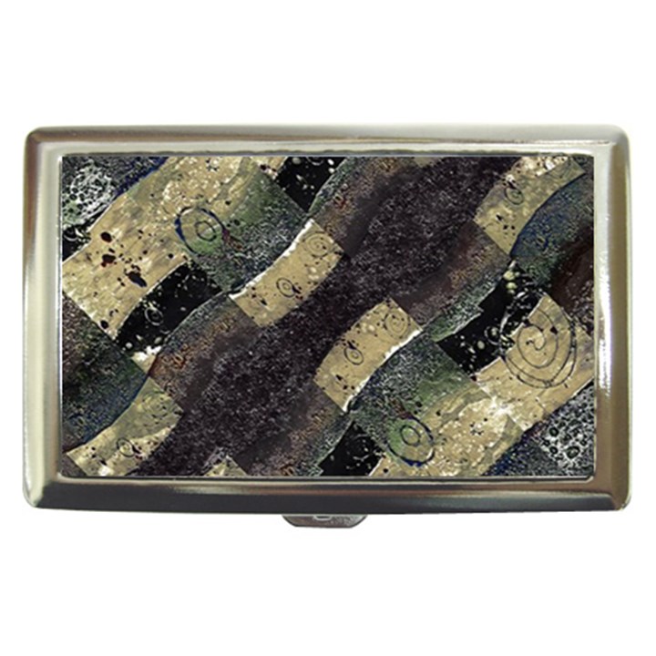 Geometric Abstract Grunge Prints in Cold Tones Cigarette Money Case