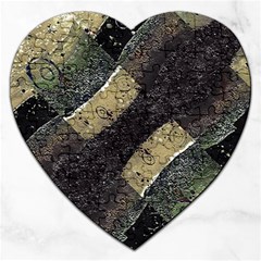 Geometric Abstract Grunge Prints In Cold Tones Jigsaw Puzzle (heart) by dflcprints