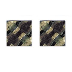 Geometric Abstract Grunge Prints In Cold Tones Cufflinks (square) by dflcprints