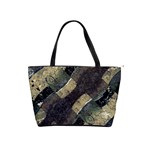 Geometric Abstract Grunge Prints in Cold Tones Large Shoulder Bag Front