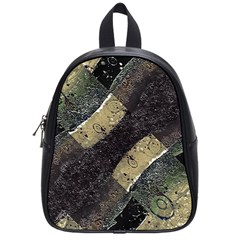 Geometric Abstract Grunge Prints In Cold Tones School Bag (small) by dflcprints