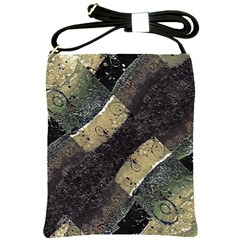 Geometric Abstract Grunge Prints In Cold Tones Shoulder Sling Bag by dflcprints