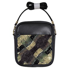 Geometric Abstract Grunge Prints In Cold Tones Girl s Sling Bag by dflcprints