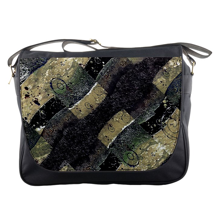 Geometric Abstract Grunge Prints in Cold Tones Messenger Bag