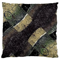 Geometric Abstract Grunge Prints In Cold Tones Large Cushion Case (two Sided) 