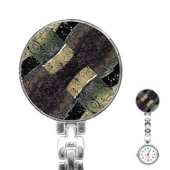 Geometric Abstract Grunge Prints In Cold Tones Stainless Steel Nurses Watch by dflcprints