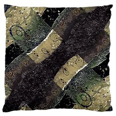 Geometric Abstract Grunge Prints In Cold Tones Large Flano Cushion Case (one Side) by dflcprints