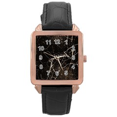 Spider Web Print Grunge Dark Texture Rose Gold Leather Watch  by dflcprints