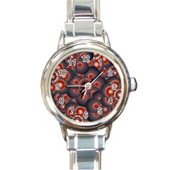 Modern Floral Decorative Pattern Print Round Italian Charm Watch by dflcprints