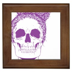 Purple Skull Bun Up Framed Ceramic Tile by vividaudacity