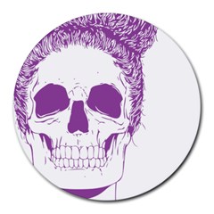 Purple Skull Bun Up 8  Mouse Pad (round) by vividaudacity