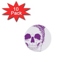 Purple Skull Bun Up 1  Mini Button (10 Pack) by vividaudacity