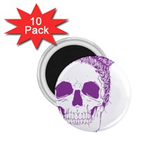 Purple Skull Bun Up 1 75  Button Magnet (10 Pack) by vividaudacity