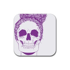 Purple Skull Bun Up Drink Coaster (square) by vividaudacity