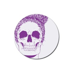 Purple Skull Bun Up Drink Coaster (round) by vividaudacity