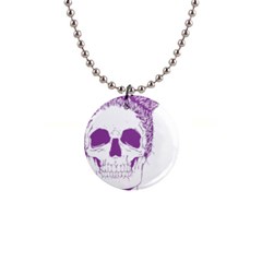 Purple Skull Bun Up Button Necklace by vividaudacity