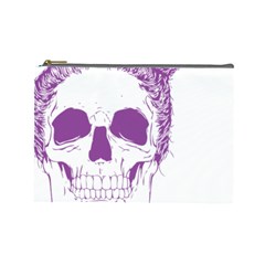 Purple Skull Bun Up Cosmetic Bag (large) by vividaudacity