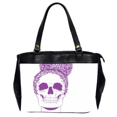 Purple Skull Bun Up Oversize Office Handbag (two Sides)