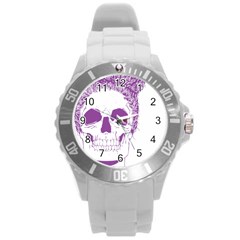 Purple Skull Bun Up Plastic Sport Watch (large) by vividaudacity