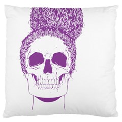 Purple Skull Bun Up Large Flano Cushion Case (one Side) by vividaudacity