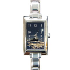 Navigating Trough Clouds Dreamy Collage Photography Rectangular Italian Charm Watch by dflcprints